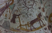 8: Kalkmaleriet med den pløjende Adam er blot en af mange billedscener og legender.