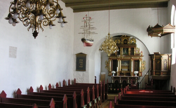 Interiør af Vorbasse kirke.