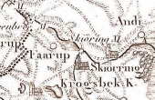 Udsnit af 1791-kortet hvor Krogsbæk Kirke stadig fungerede.